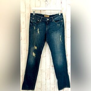 Just USA Denim Jeans: Rue21 Distressed Straight Leg Jeans – Dark Wash